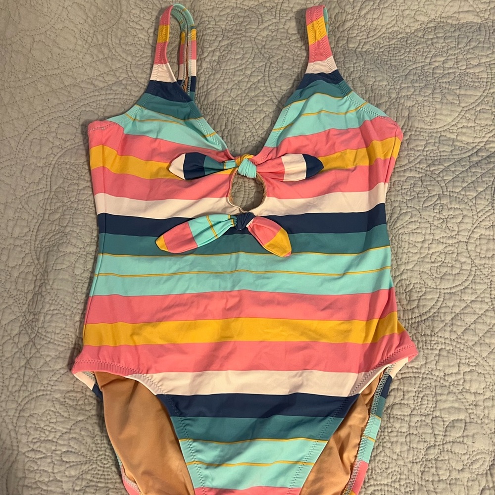 J Crew Swimsuit for women. Striped pastel colors.